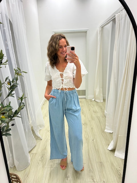 Light Denim Chambray Pants