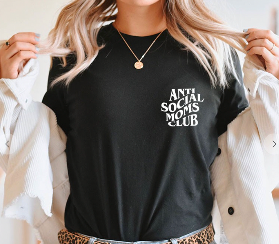 black t-shirt antisocial moms club