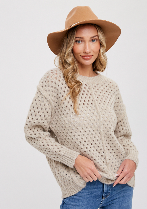 Women's open knit pullover