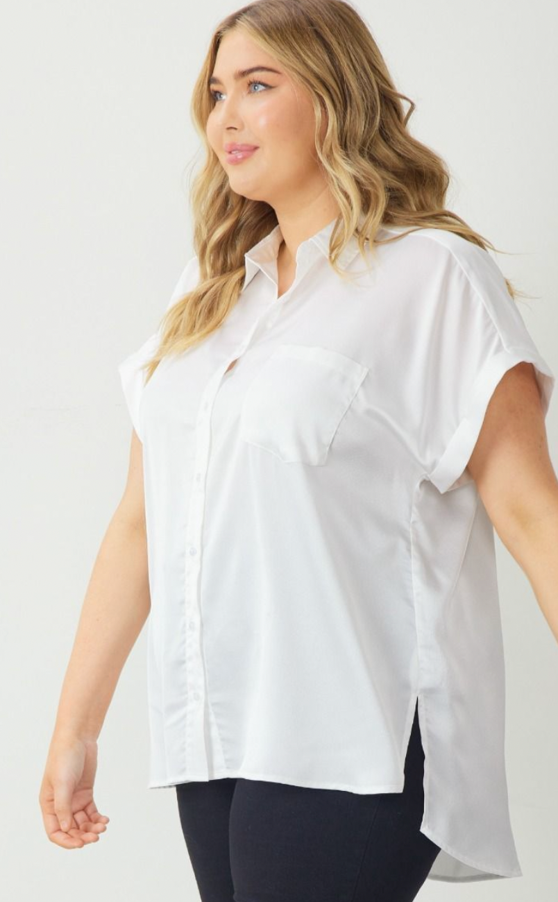 Women's plus size collared button down shirt