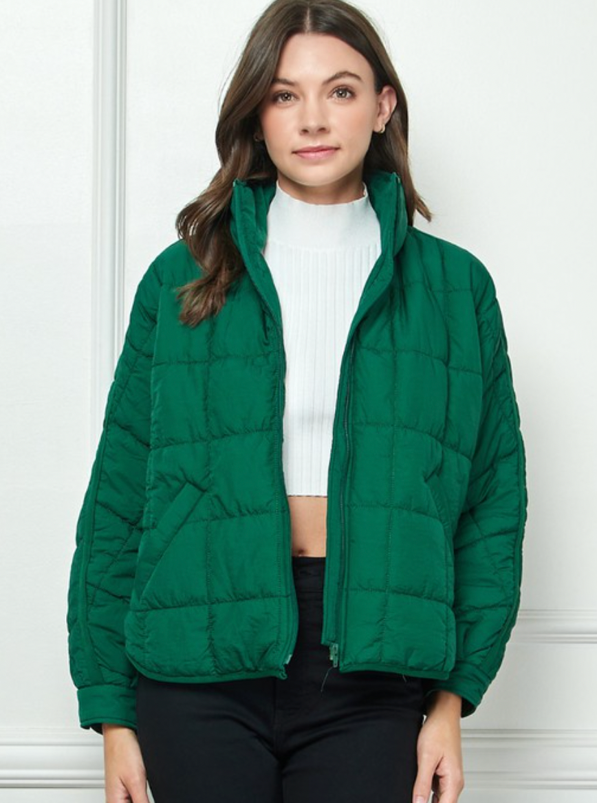 Quilted puffer coat with pockets