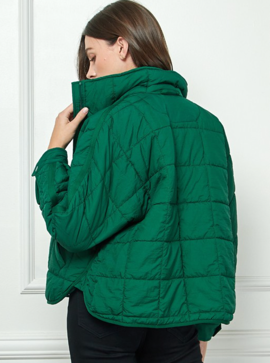 Quilted puffer coat with pockets