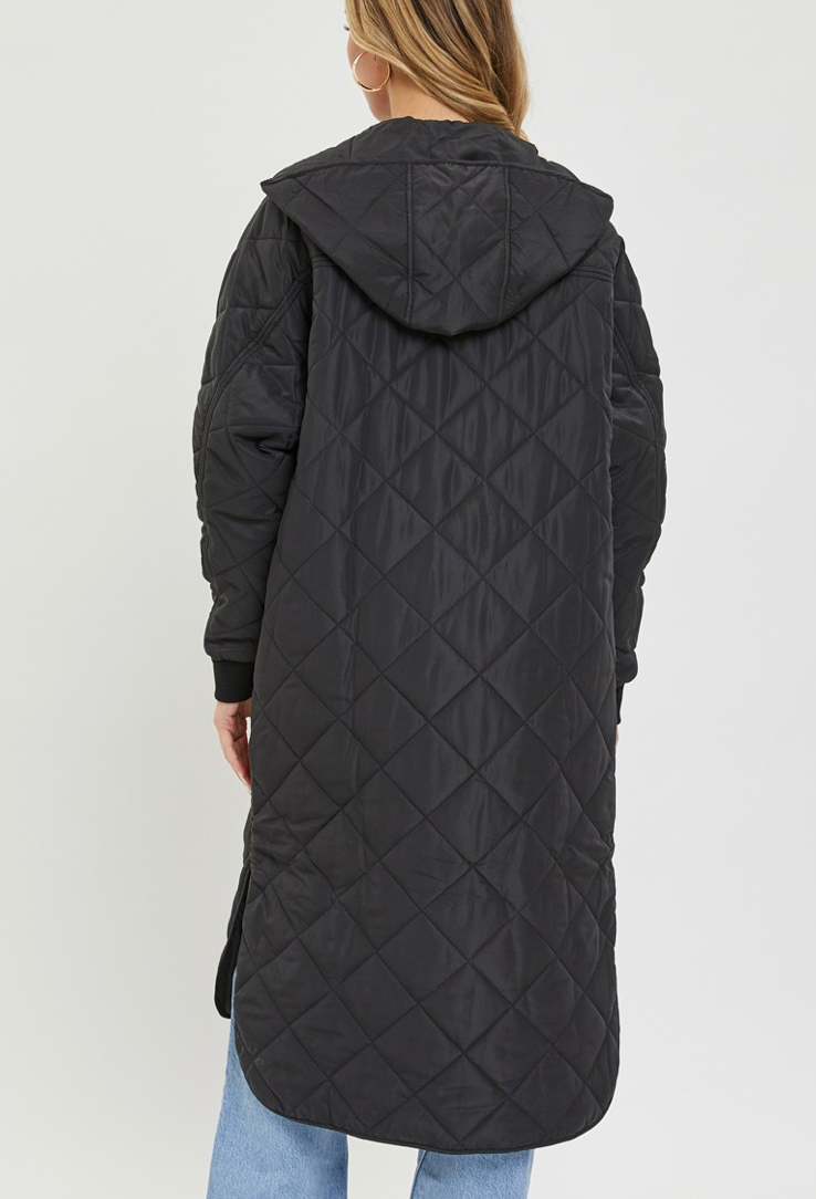 Long quilted long coat