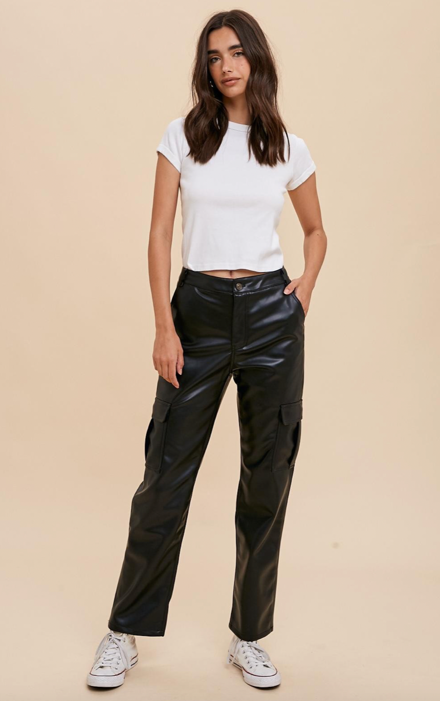 Cargo leather pants