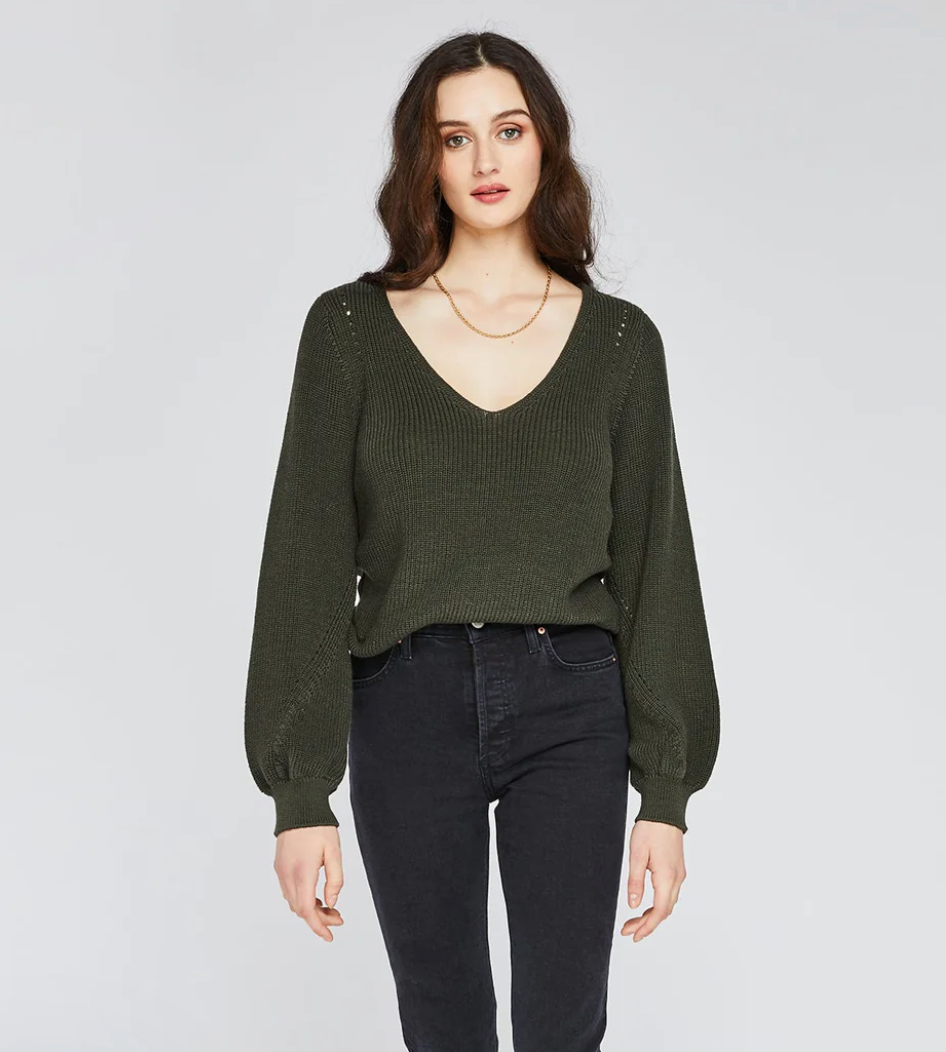 Green vneck sweater