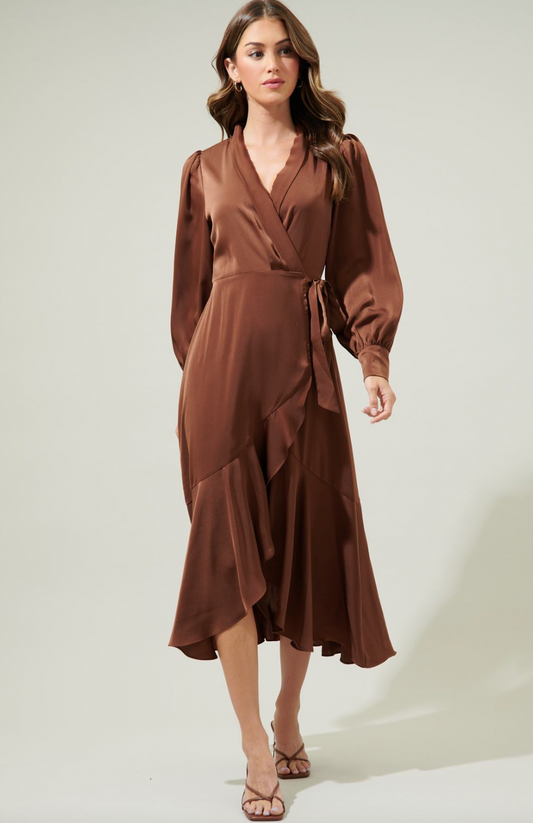 Brown satin dress