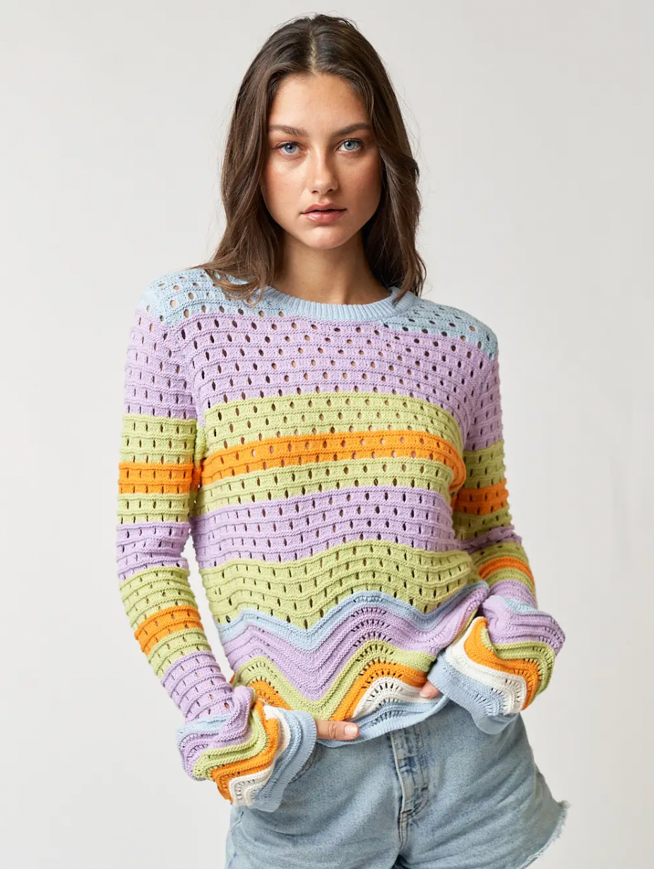 multi colour crochet top