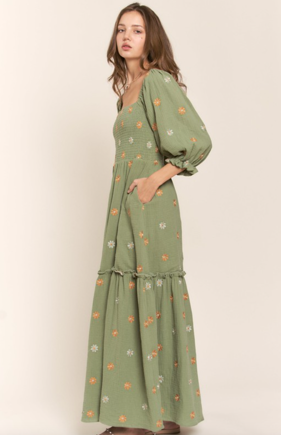 Cotton maxi dress with pockets