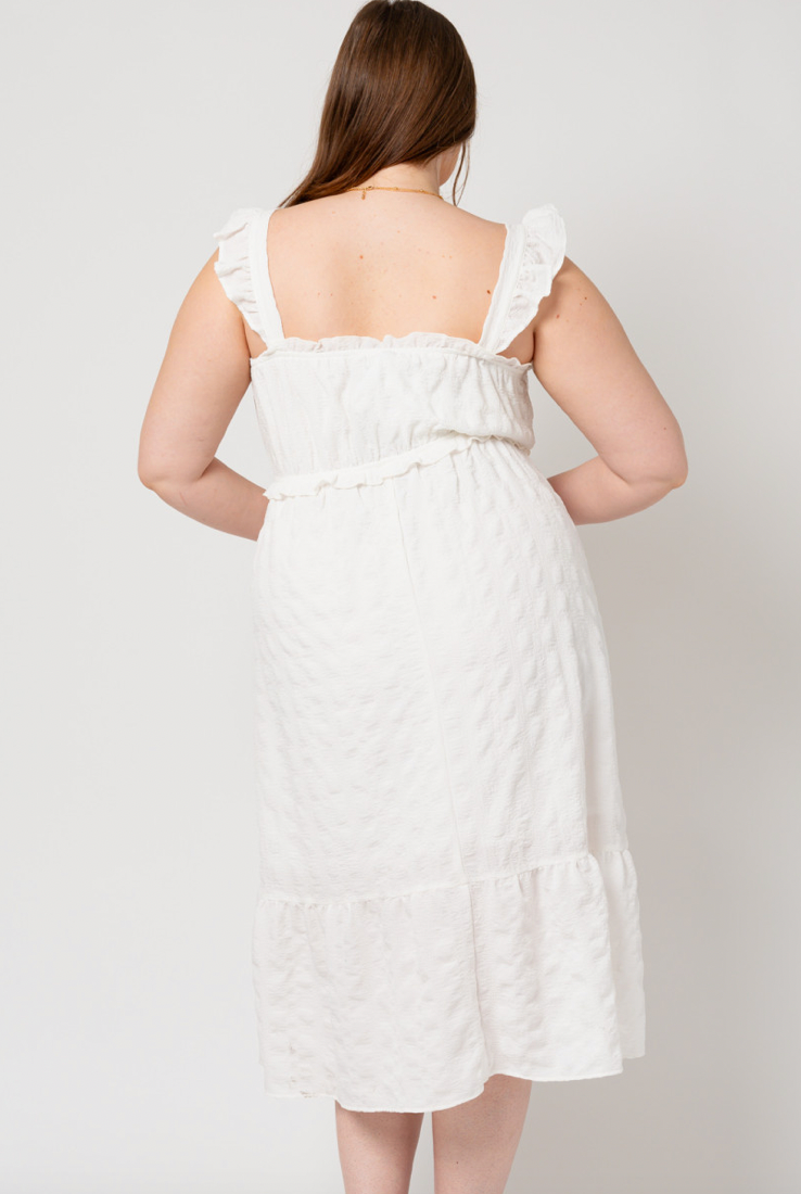 White Ruffle Midi Dress (1X-3X)