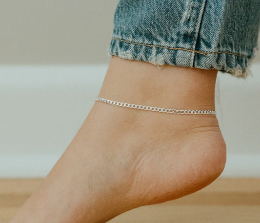Curb Chain Anklet - Sterling Silver