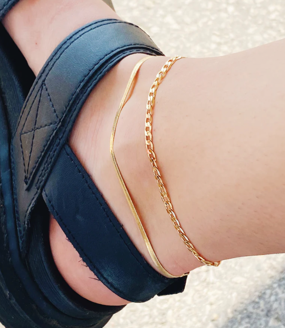 Herringbone Anklet - Gold Filled
