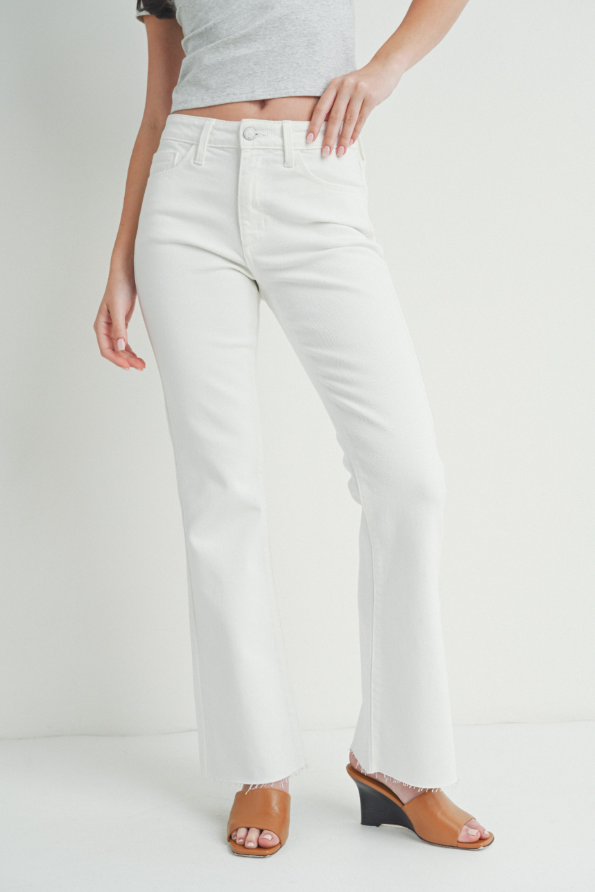 White flare jeans