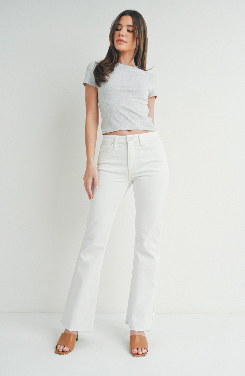 White flare denim