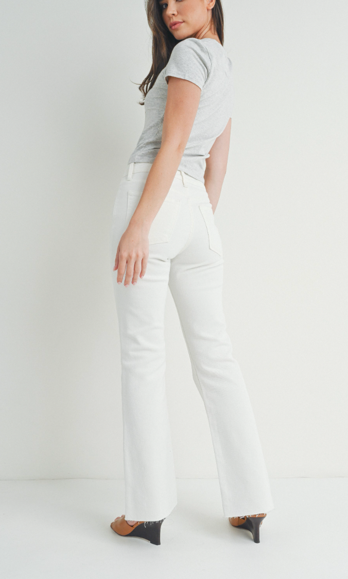 White flared denim