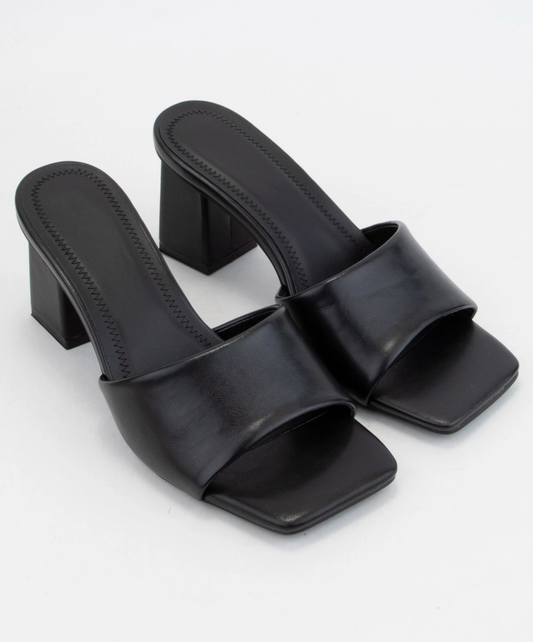 black heel sandal