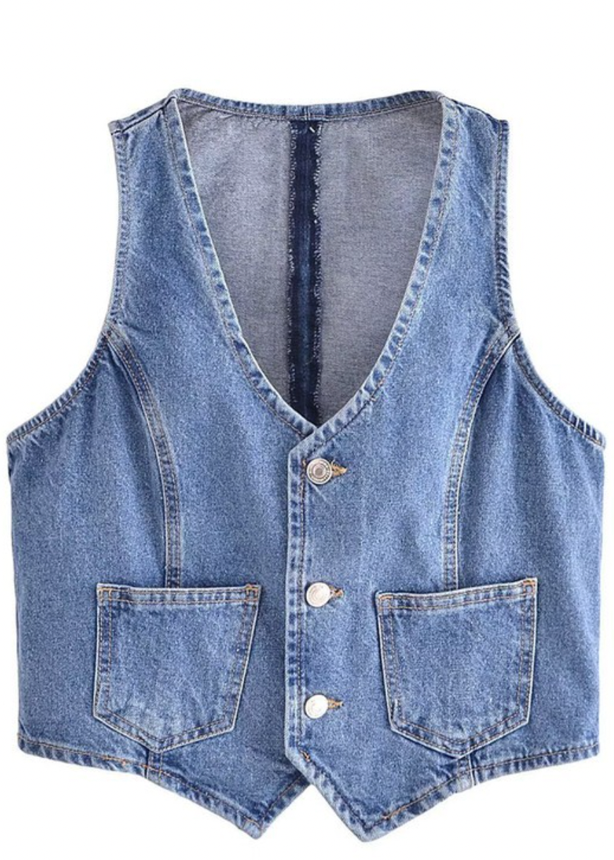 jean vest with buttons