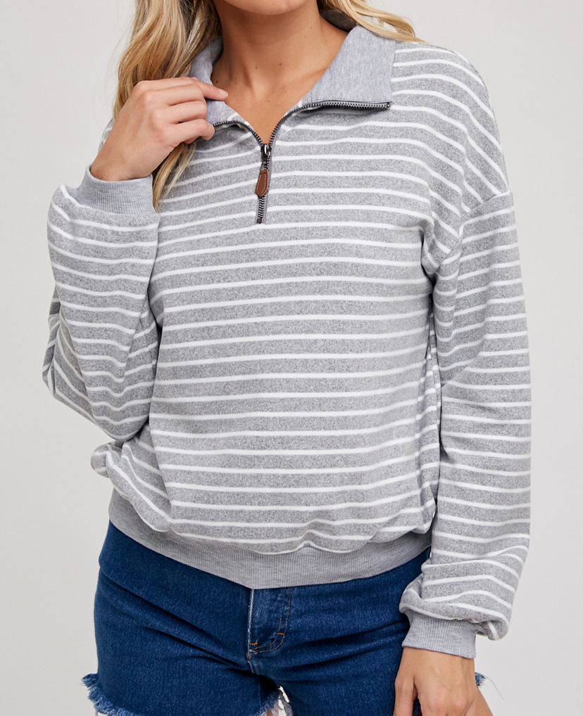 Quarter Zip Striped Sweater