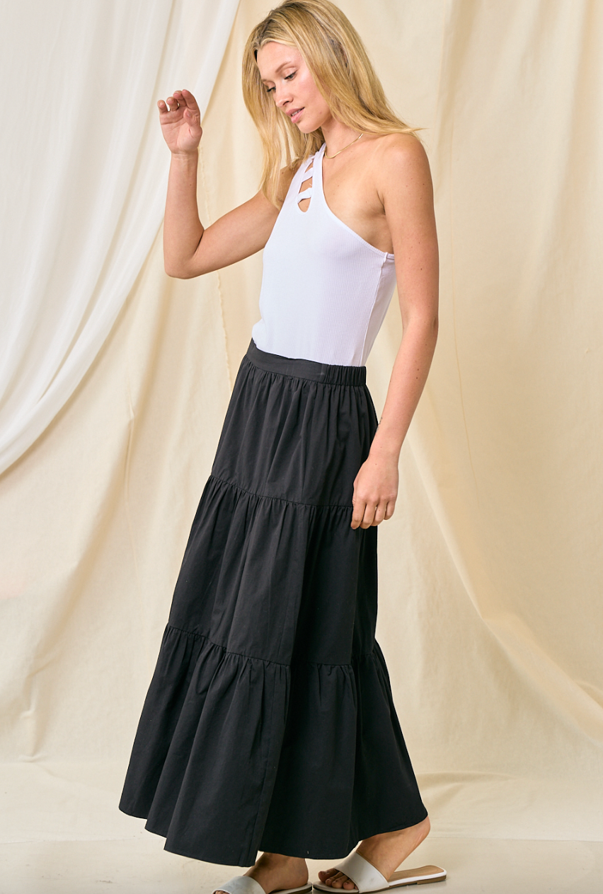 black maxi skirt cotton