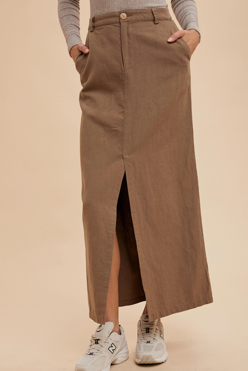 Cotton linen maxi skirt