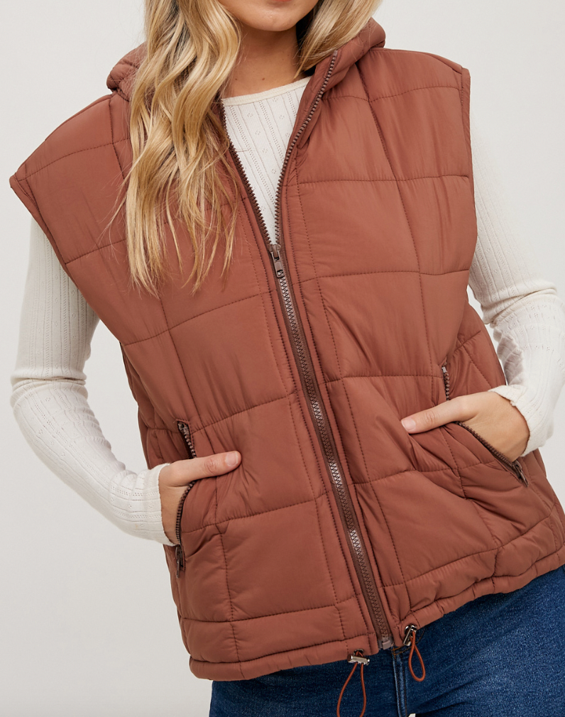 Fall vest with hood