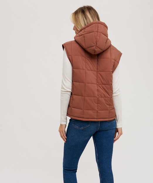 brown puffer vest