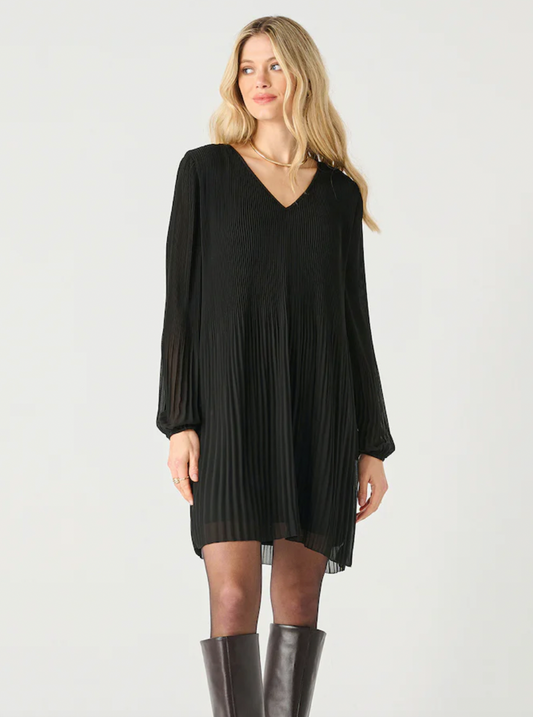 Long Sleeve Pleated A-Line Dress