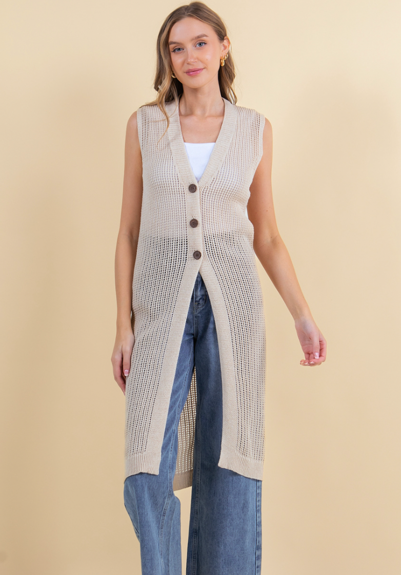 Open knit vest