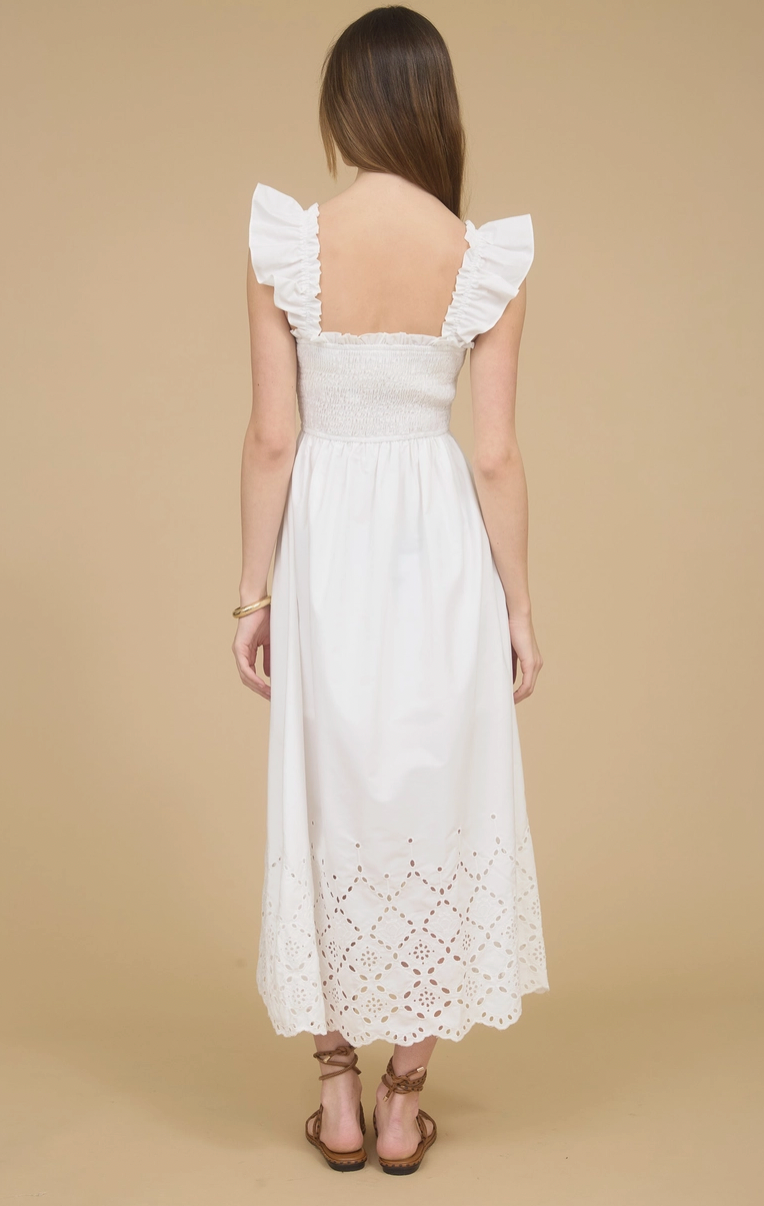 White summer ruffle dress