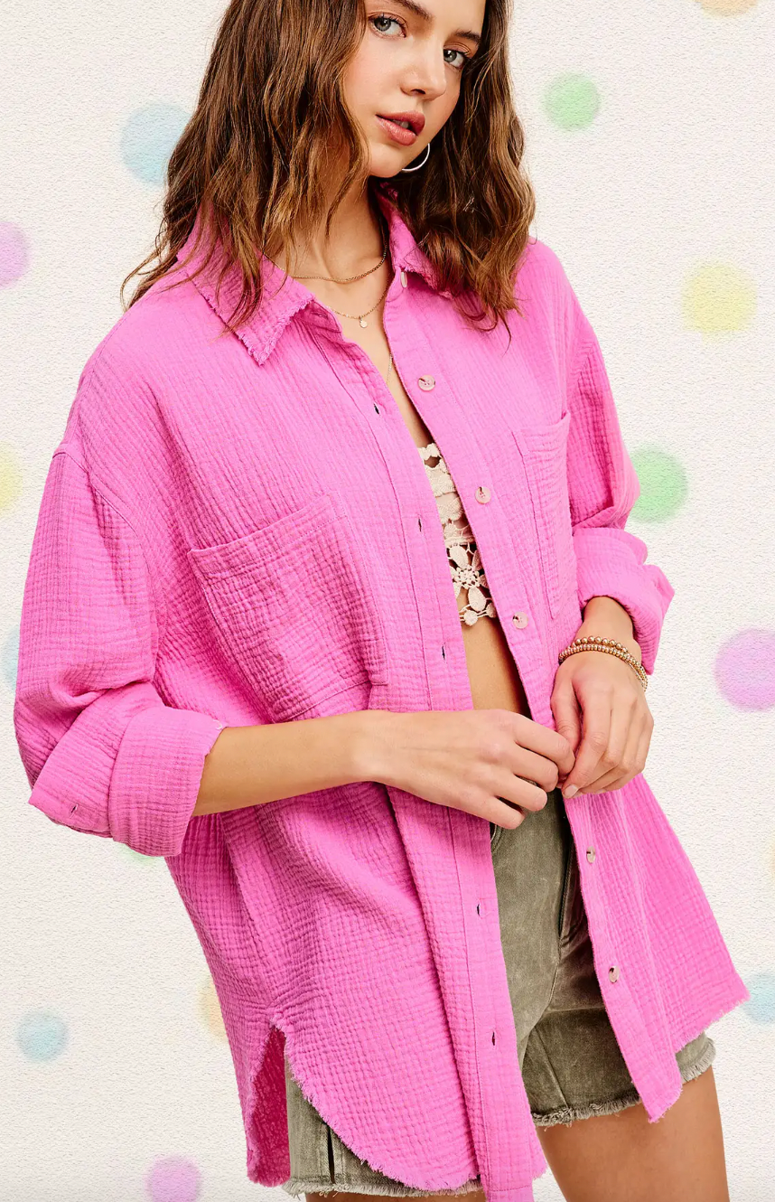 Crinkled Gauze Button Down (3 Colours)