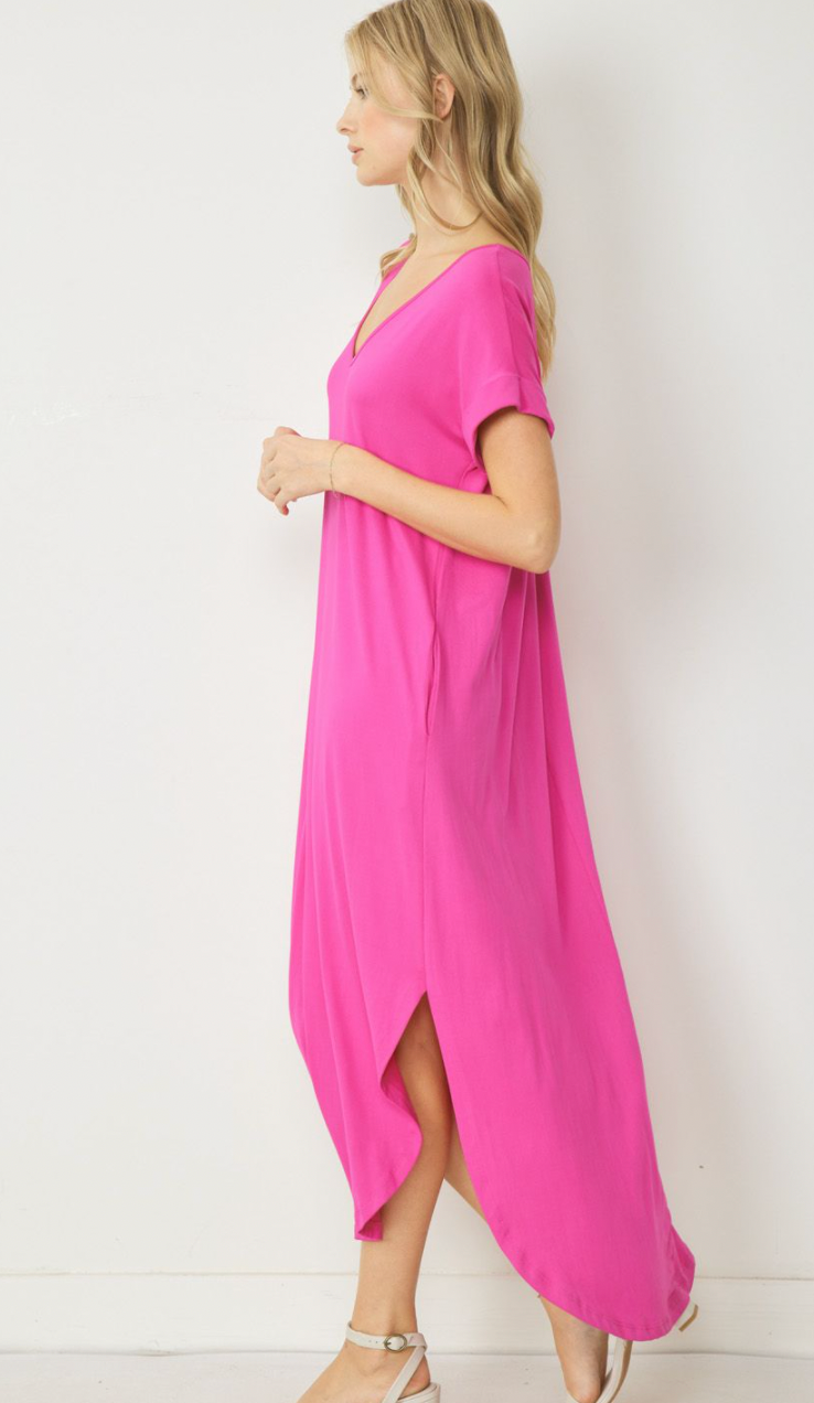 Hot Pink Maxi dress with pockets