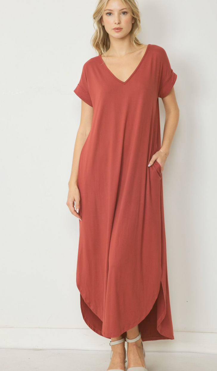 Cinnamon coloured maxi dress