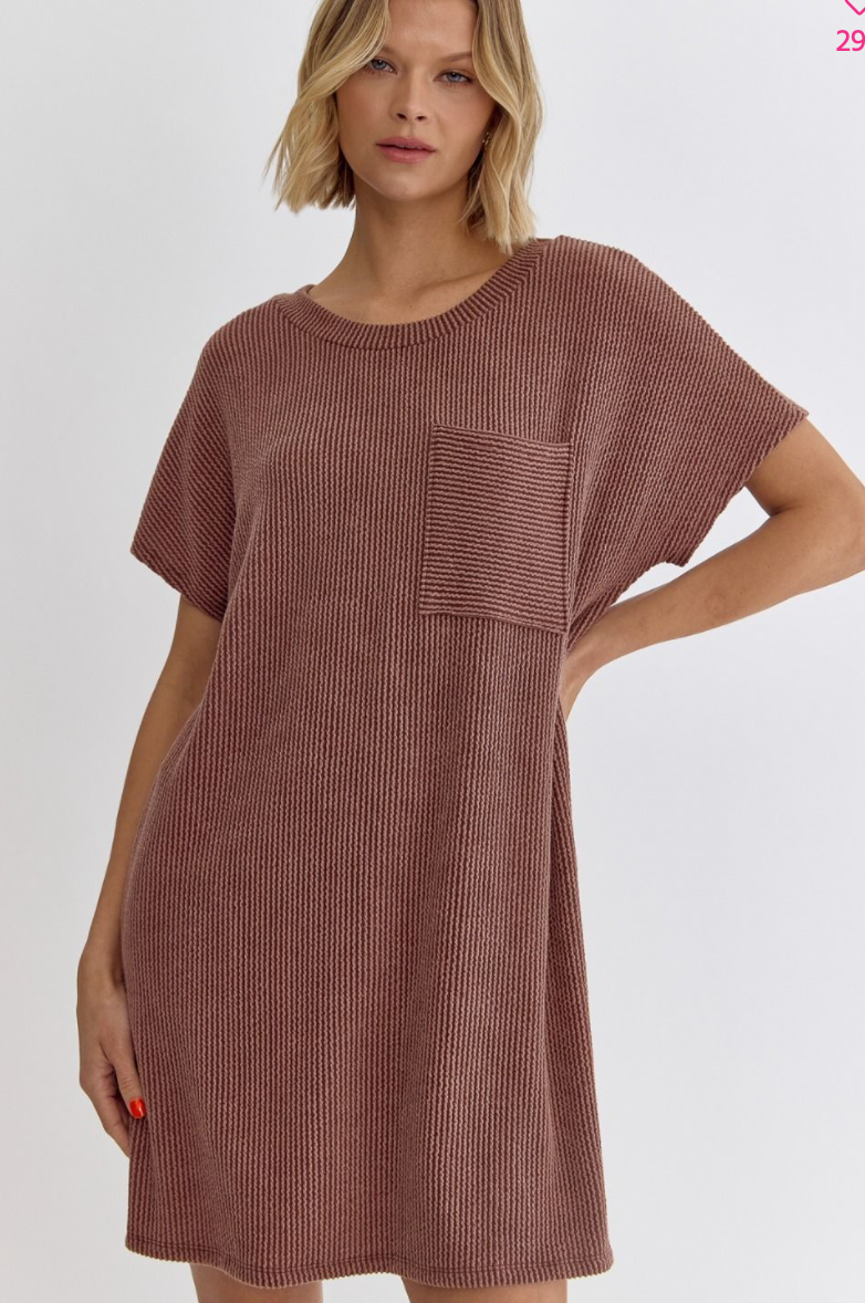 Ribbed Knit T-Shirt Dress (3 Colours)