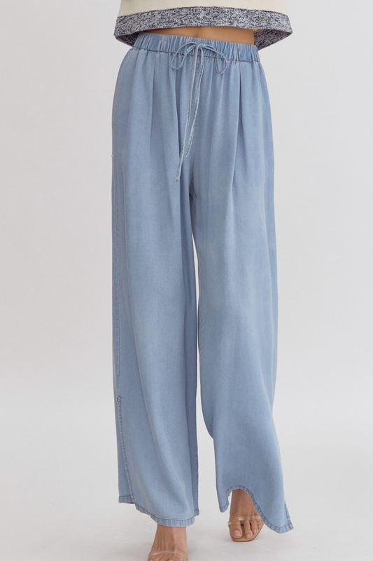 Light Denim Chambray Pants