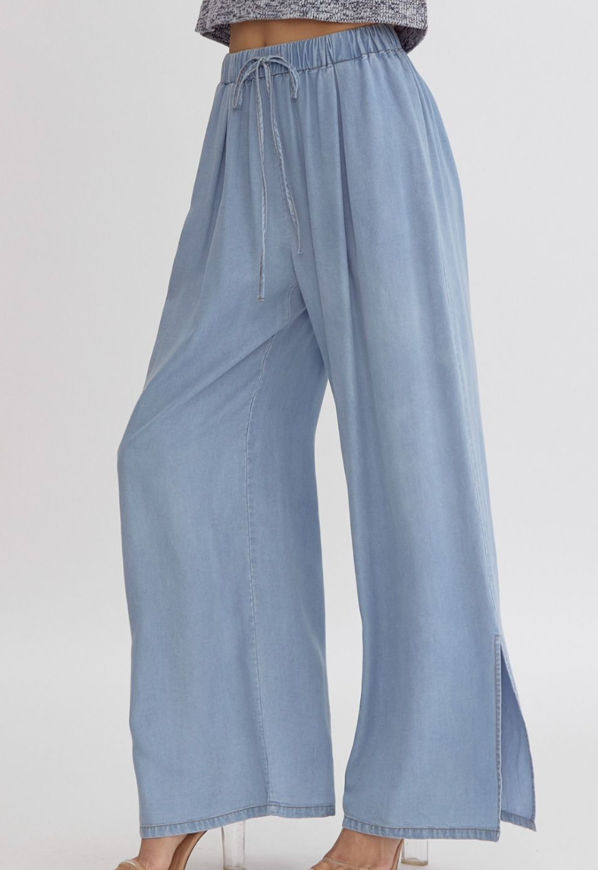 Light Denim Chambray Pants