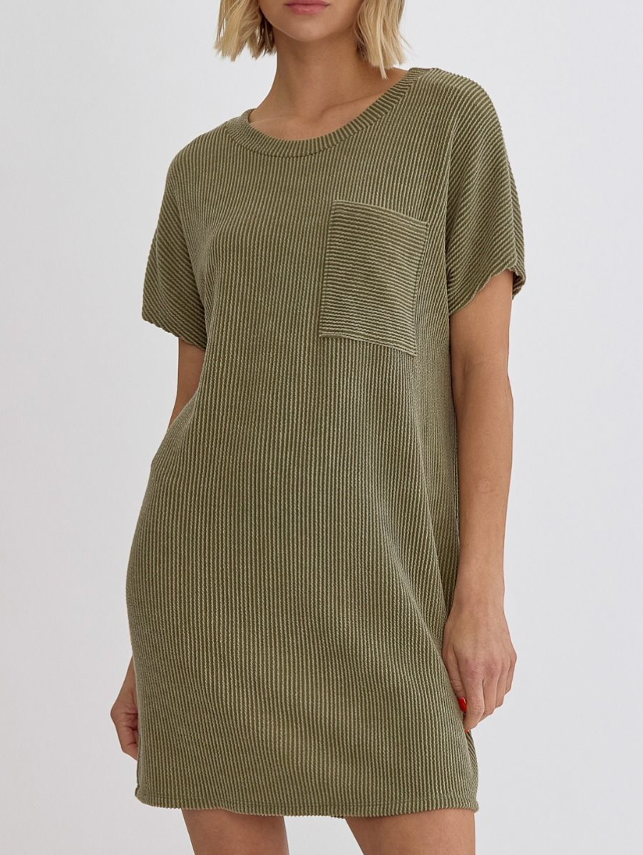 Ribbed Knit T-Shirt Dress (3 Colours)