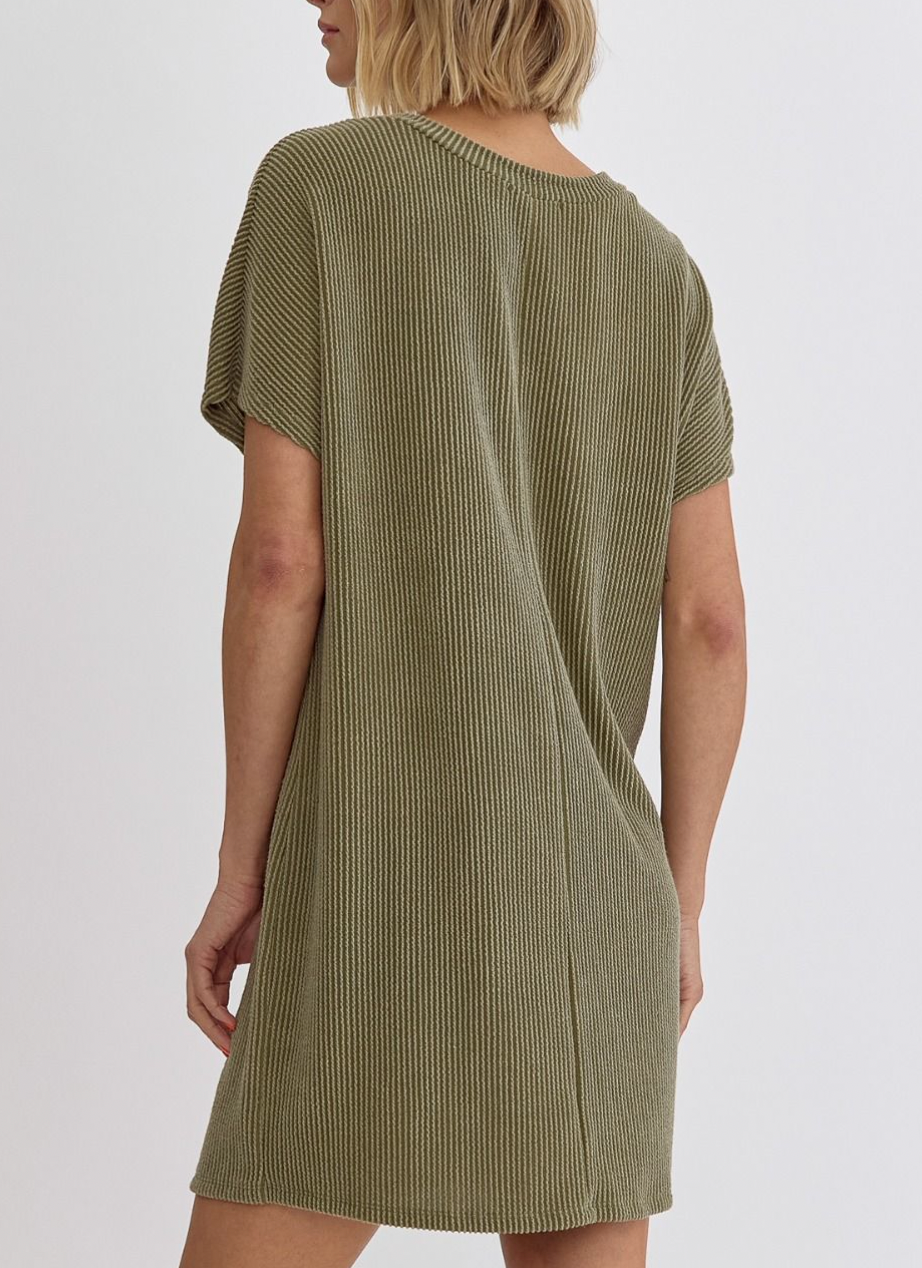 Ribbed Knit T-Shirt Dress (3 Colours)