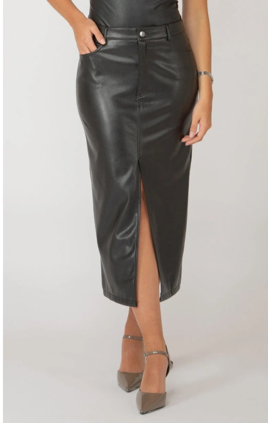 Faux Leather Midi Skirt