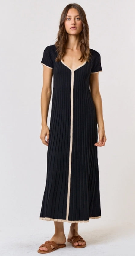 Pleated Sweater Maxi Dress