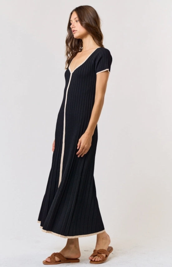 Pleated Sweater Maxi Dress