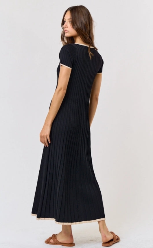 Pleated Sweater Maxi Dress