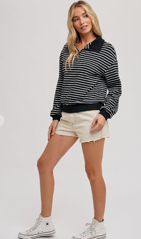 Quarter Zip Striped Sweater