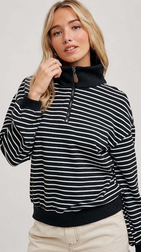 Quarter Zip Striped Sweater