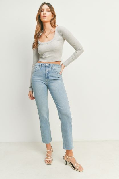 Cut off straight leg jeans sale