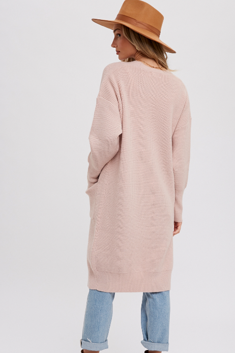 Ribbed Open Front Long Cardigan (2 Colours)
